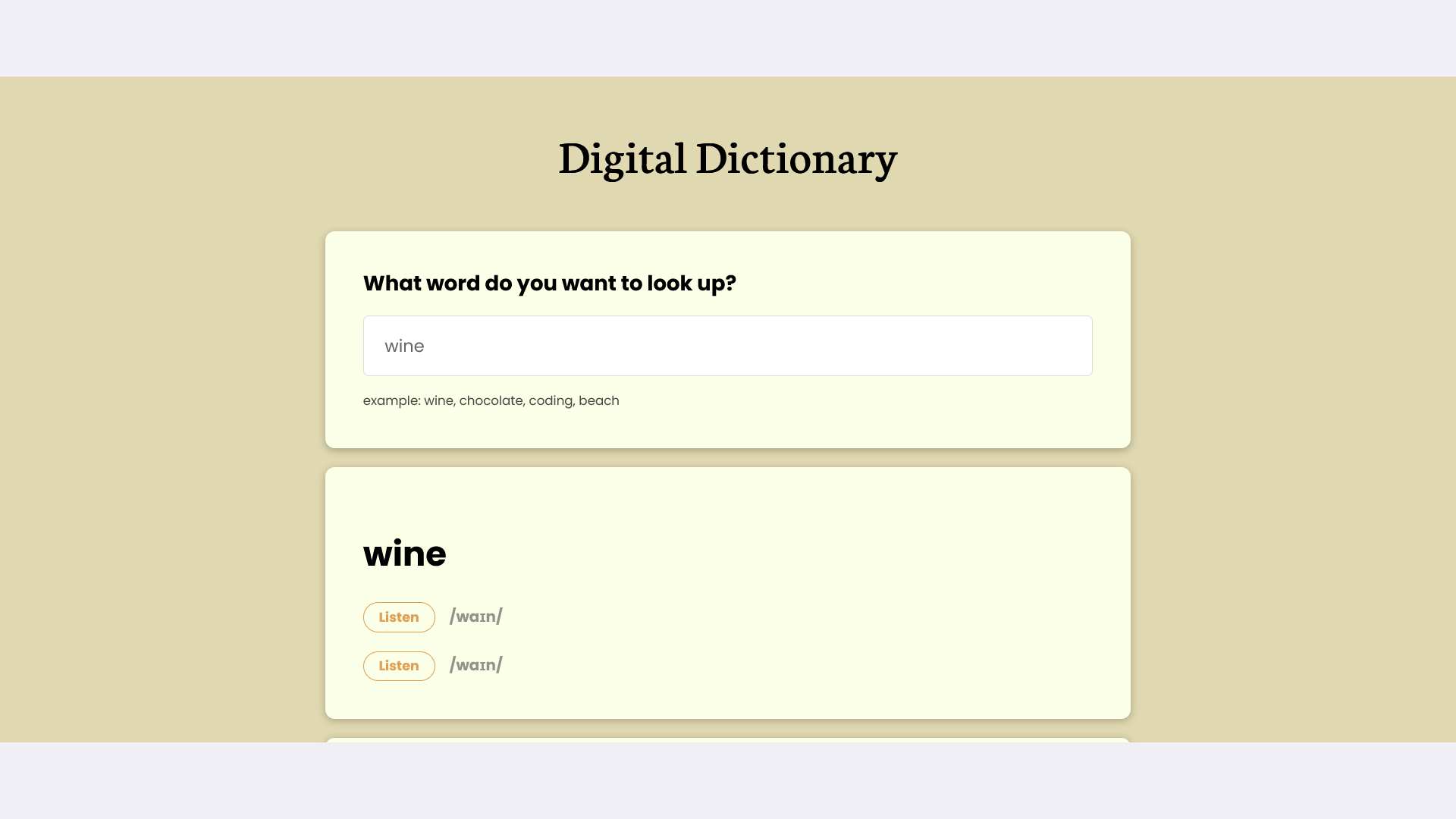 react dictionary project