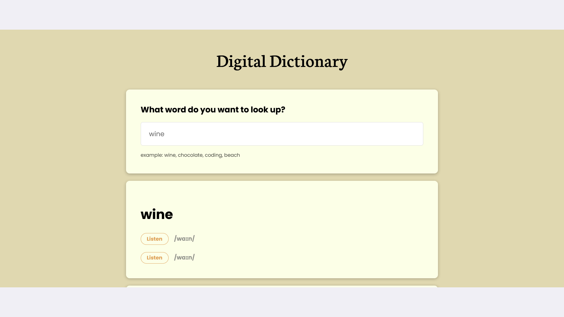 React Dictionary App